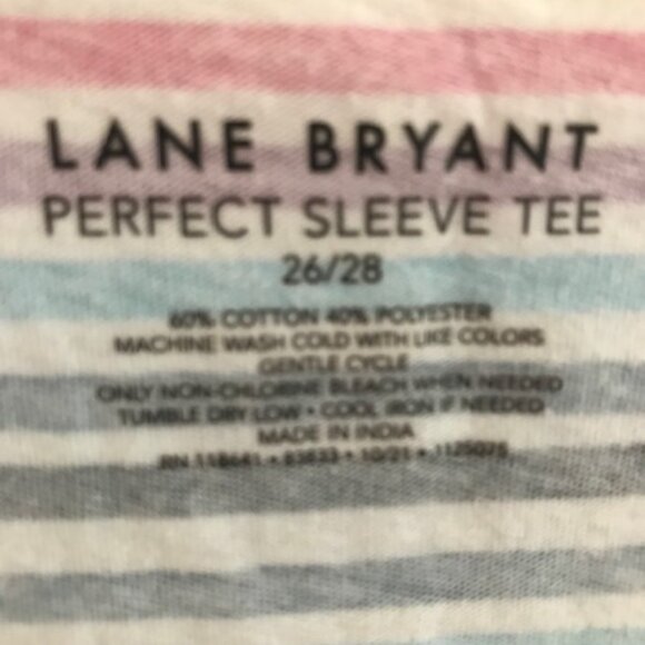 Lane Bryant 'Perfect Sleeve Tee' Sz 26/28 Striped V Neck - Picture 3 of 4